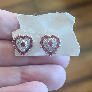 14 Kt Gold with real diamonds and rubies earrings